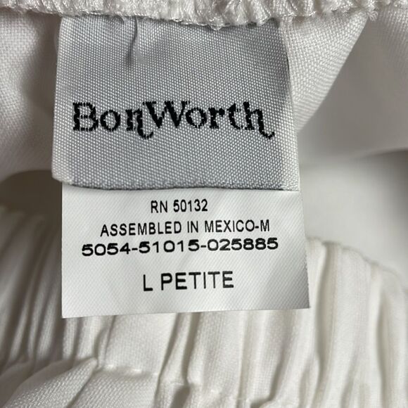 BonWorth Ladies Elastic Waist  Bermuda Style Shorts Large Petite Solid White - Picture 3 of 4